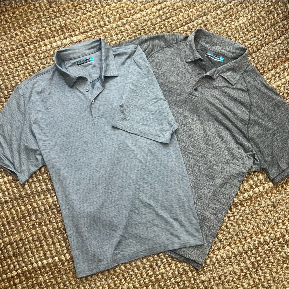 2 Item Combo Roundtree & Yorke Performance Polo Shirts Mens XXL Gray